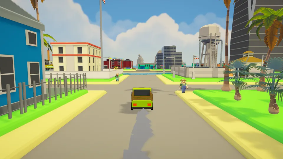 Driving through town