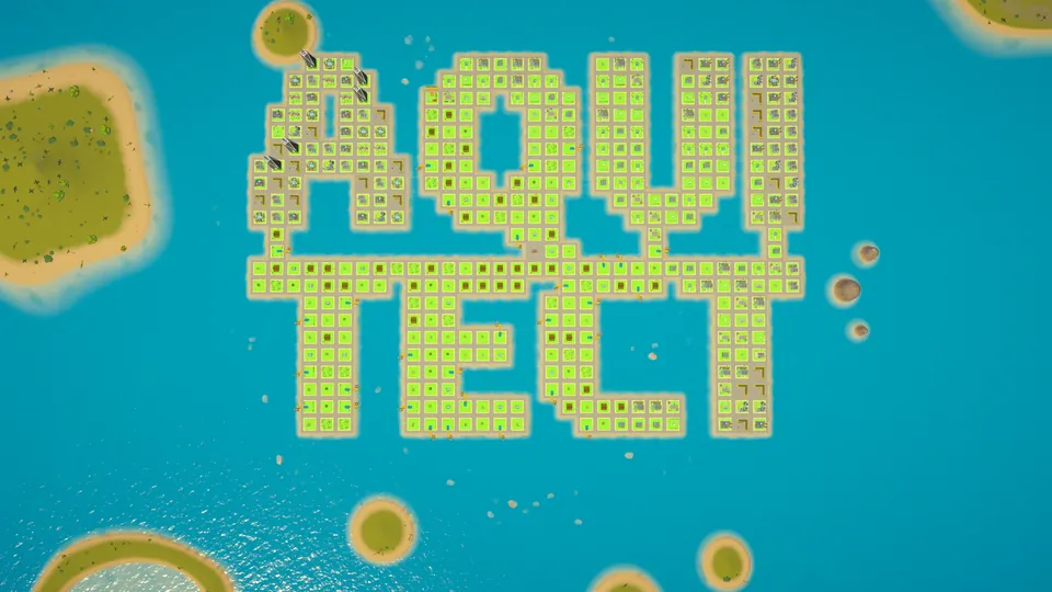 An island shaped like the Aquitect logo